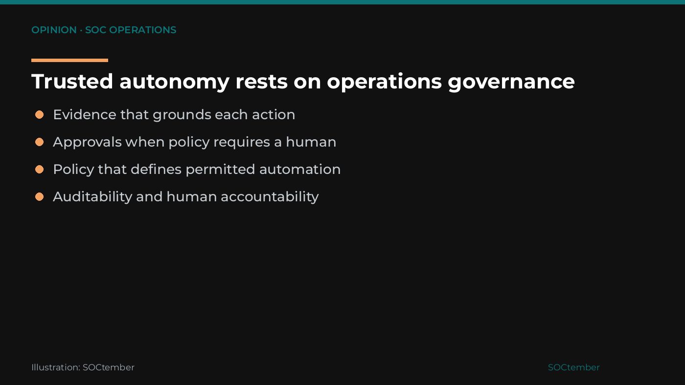 SOCtember diagram of governance pillars for trusted autonomy.
